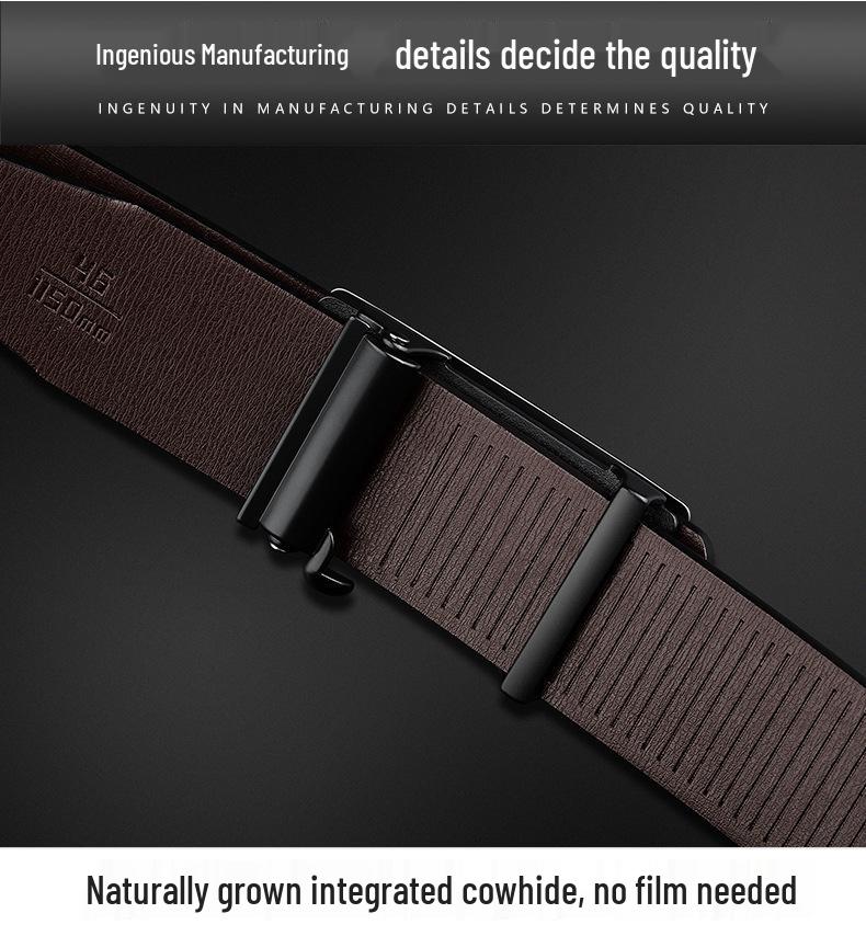 Men's Leather Alloy Automatic Buckle Belt - Business & Casual Cowhide Pants Belt