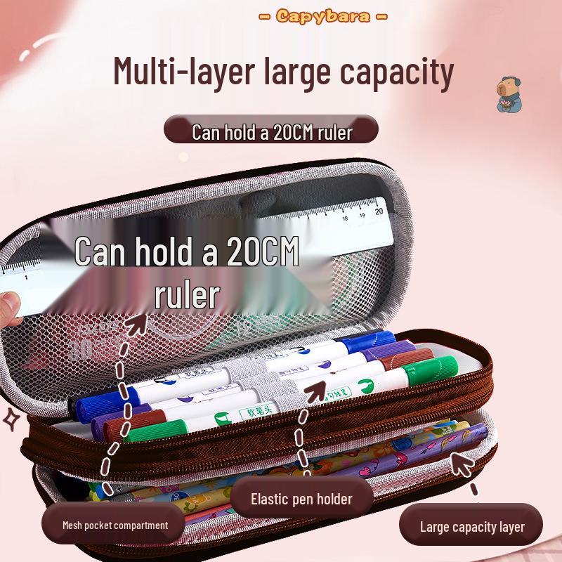 Capybara 3D Pencil Case: Spacious & Cute Cartoon Design for Men, Women, and Students