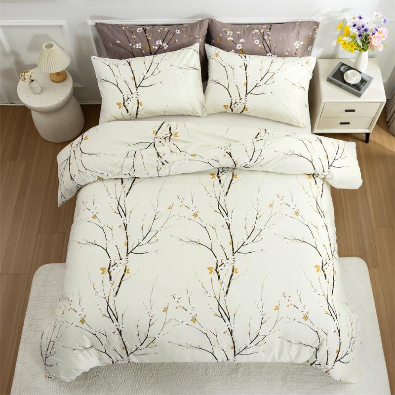 Bedding SetBedding Set Tree Branch Printing Bedding with Pillowcases Soft Lightweight Down Alternative Summer Bedding Sets