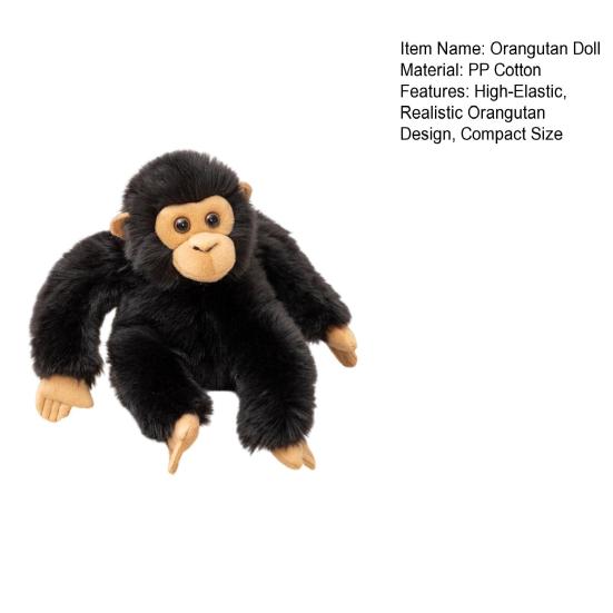 Orangutan Doll Plush Toy High-Elastic PP Cotton Filling Soft Fabric Realistic Chimpanzee Expression Portable Plush Toy