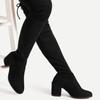 Autumn and Winter Over The Knee Thigh High Boots Warm Fleece Suede Elastic Boots Plus Size 40-43 Women Boots Botas Femininas
