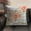 Rose Plaid Print Cushion Cover Linen Organic Fabric DoubleSided Printing Sofa Breathable Home Decor Gift Pillow Case