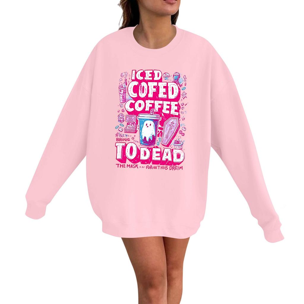 Women's Casual Fashion Long Sleeve Halloween Print Pullover Round Neck Sweatshirt