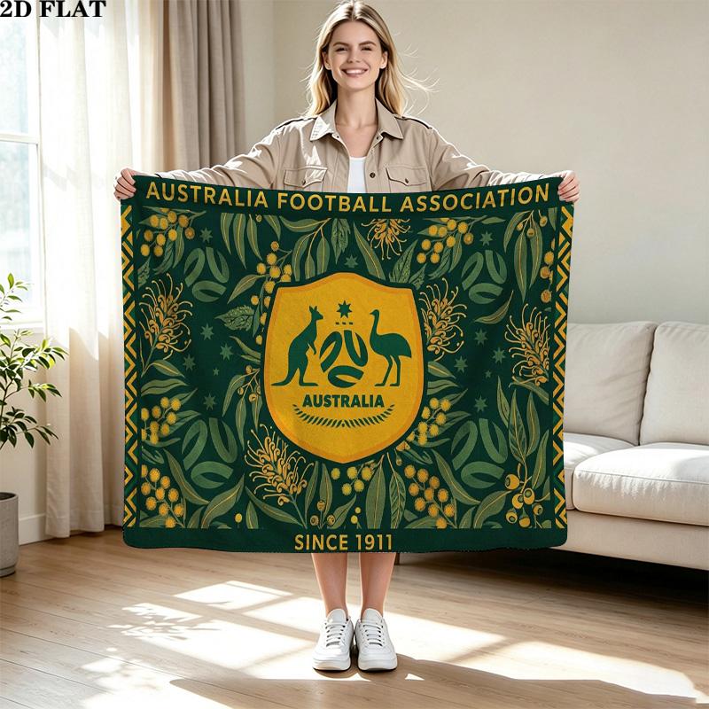 Socceroos Print Flannel Blanket High Quality Warm Comfortable Cover for All Seasons Perfect for Gifts Home Decor