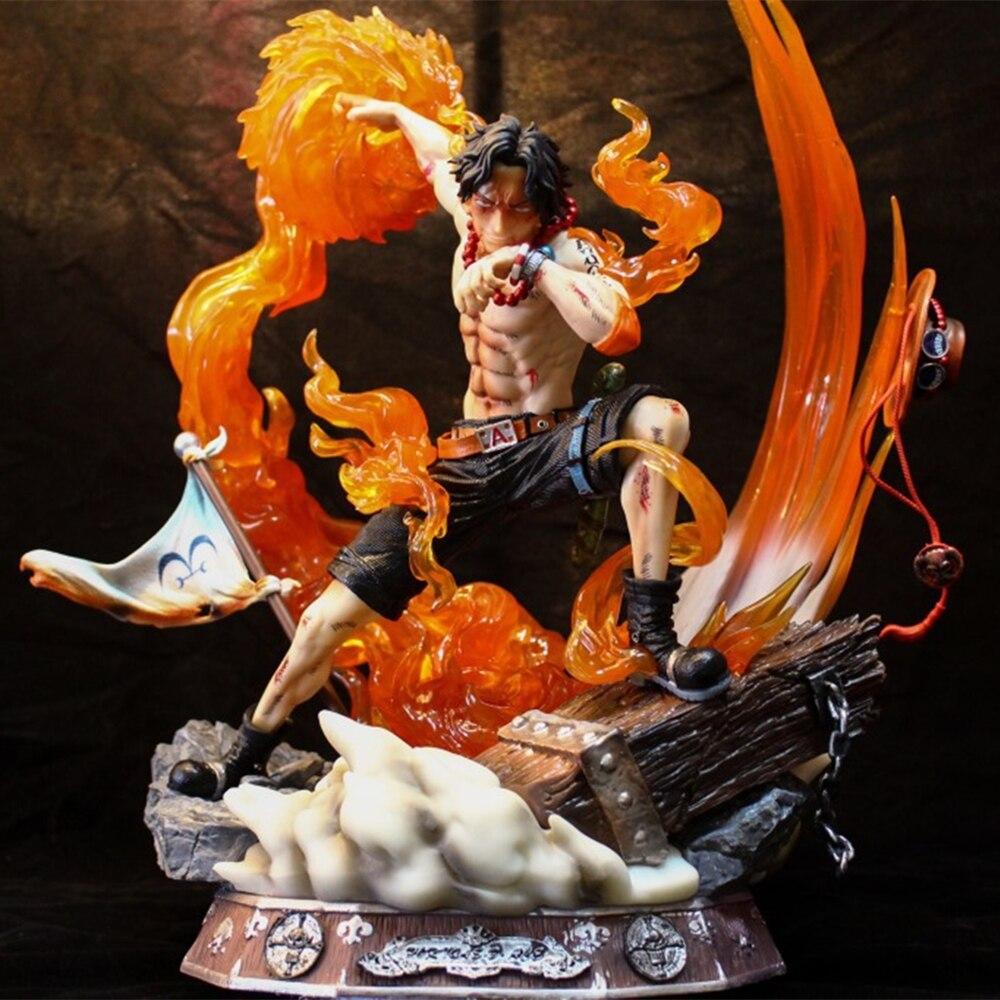 42cm One Piece Fire Fist Portgas D Ace Anime Figurines Enkai Flame Commandment Battle Action Toys Figures Model Statue Gift