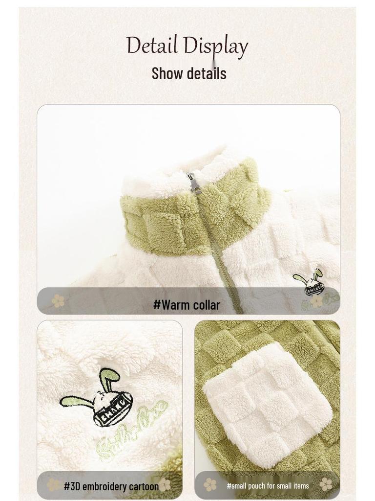 Women's Flannel Jacquard Pajamas - Zippered, Thickened, Warm Autumn/Winter Outerwear