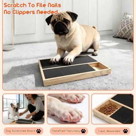 Lixa de Unhas para Cão Brinquedo Prancha de Arranhar para Cão de Madeira Brinquedo Interativo de Enriquecimento para Cães Caixa Deslizante de Petiscos para Cão Brinquedo de Quebra-Cabeça para Lixar Unhas Naturais Estimulação Mental
