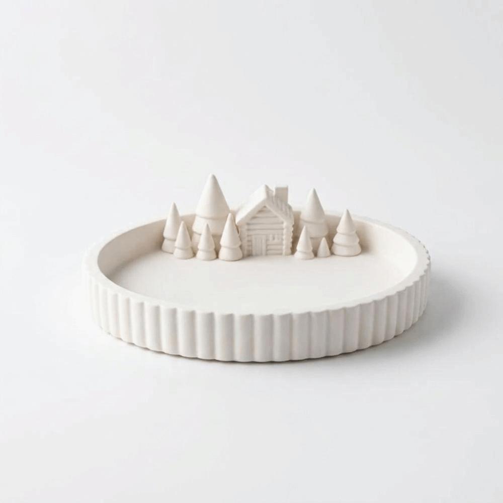 Small Miniature Landscape Hollow Ball Shaped Snow Scene Decoration Christmas Atmosphere Tray Home