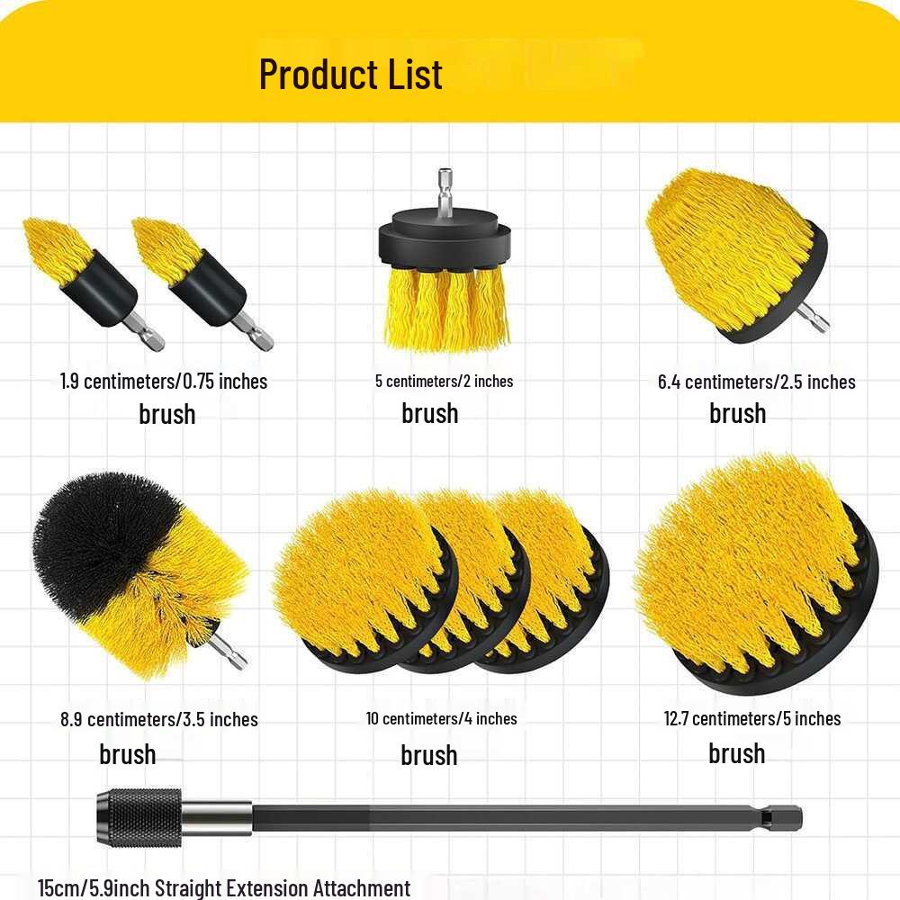 Electric Drill Multi-Cleaning Brush Head for Household, Kitchen, Bathroom, Car, and Carpet with Long Handle