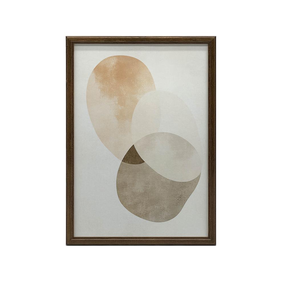 Abstrakcyjne Koła - Minimalistyczna Sztuka Abstrakcyjne Koła - Minimalistyczna Sztuka, 30X40 Cm, Rama Drewniana Ciemny Brąz, Papier Matowy 230 Gsm