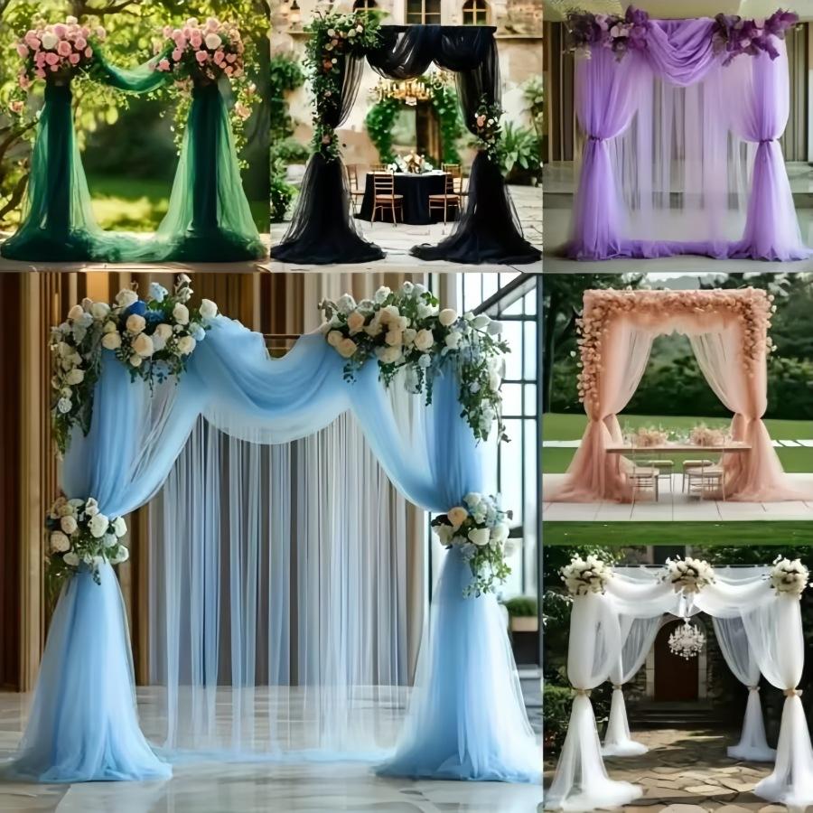 Organza Tulle Fabric, Sheer Silky Netting Fabric for Wedding Birthday Party Event Decorations Table Skirt DIY Decor Chair Bows