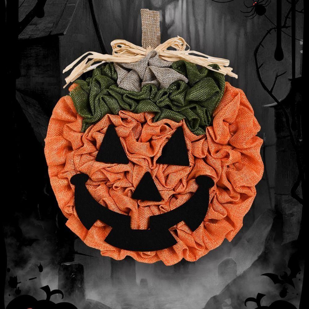 Wall Hanging Pumpkin Burlap Wreath Linen Halloween Pumpkin Wreath Decorative Christmas