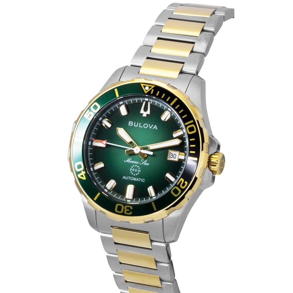BULOVA Orologio da Uomo Marine Star Bicolore Acciaio Inossidabile Quadrante Verde Automatico Subacqueo 98B467 200M