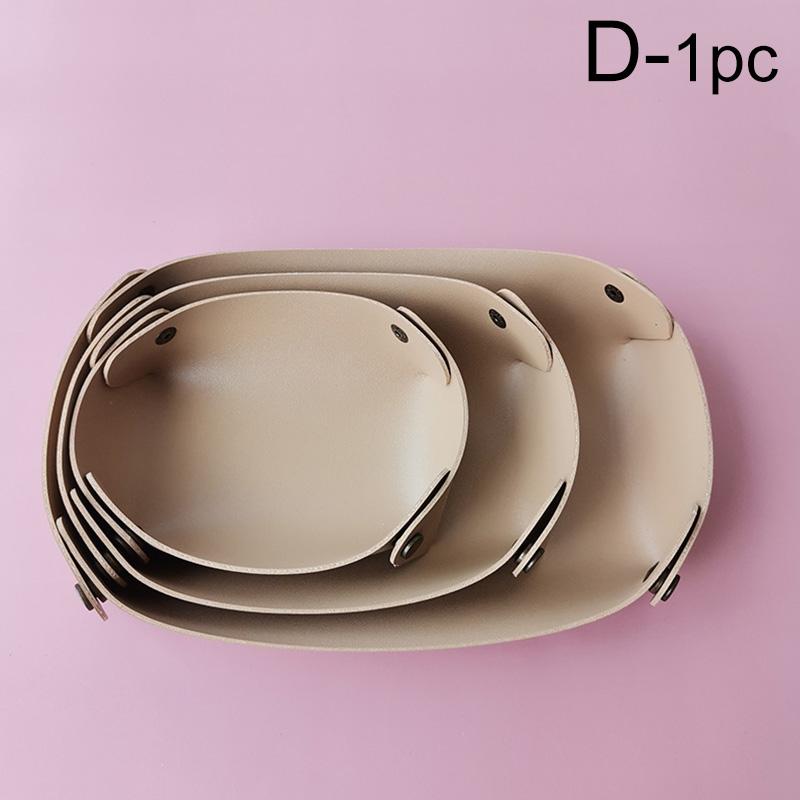 1 buc Organizator de birou creativ Cutie de depozitare farfurie portofel chei Piele PU Formă ovală Decor pentru casă