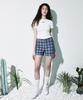 MAGOODGAN Minute 7933 Apron Check Indigo Shorts Hot Pants