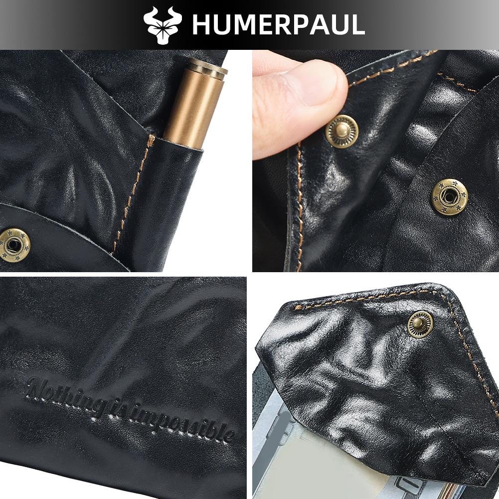Humerpaul The First Layer of Cowhide Wallet Card Case Compact Exquisite Solid Color Casual Small Bag Portable