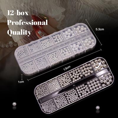 Nailart-Schmuck Vollrund Reinweiß Beige Perle Größe Gemischt Schönheit Halbrund Nailart Perlen Schmuck