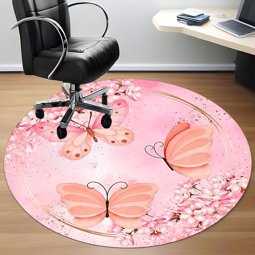 1pc Butterflies Flowers Carpet for Office, Non-slip, Soft and Durable Office Rug, Perfect for Office yy260128025