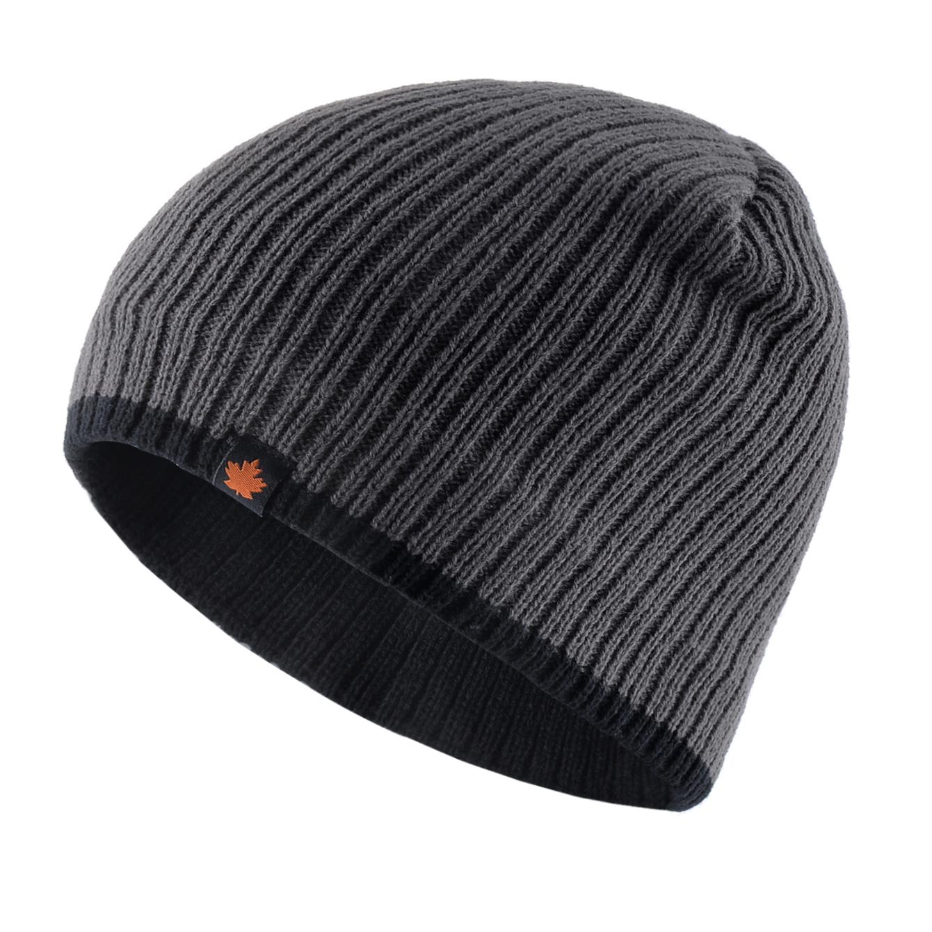 

Чоловічі в язані вовняні шапки-біні Skullies Чоловічі зимові товсті шапки-біні, двошарові, однотонні, оксамитові, теплі, капелюшки темно-сірий