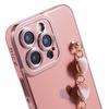 For iPhone 13 Pro Case Electroplating Edge Heart Pattern TPU Phone Cover with Strap