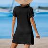 Modisches Damen-Farb-V-Ausschnitt-Locker-Taschen-Pulloverkleid