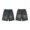 Y2K Streetwear Breeches Spider Cobweb Korean Harajuku Denim Hip Hop Short Pants Grunge Bermudas Jeans Shorts Men Clothes