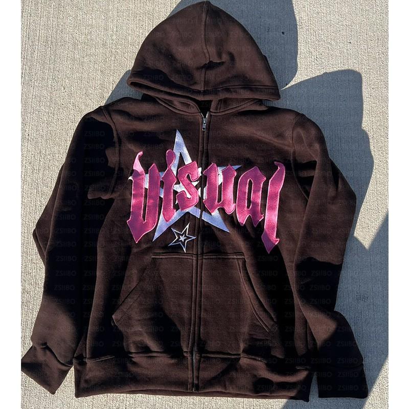 Unisex Digitaldruck Reißverschluss Kapuzenpullover Lässiger Pullover Übergroß Streetwear