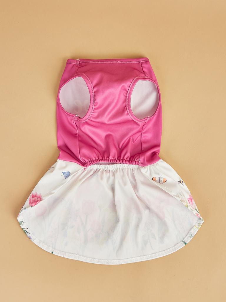 Dog Dress Girl Dog Sleeveless  Clothes Floral Pet Apparel Pink Bowknot Cat Clothing Puppy Dresses Doggy Costume Mothers' Day