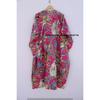 Women Cotton Pink Summer Sleepwear Beach Cover up Monkey Print Long Caftan Dress CKFTN-SCRN-FULL-BUYIT-127