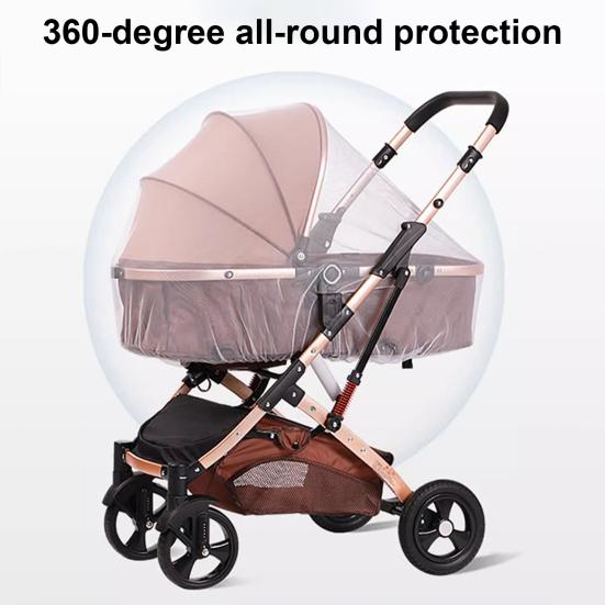 Baby Stroller Mosquito Net Breathable Mesh Lightweight Stroller Mosquito Protection Cover Foldable Universal Full Cover Stroller Netting with Elastic