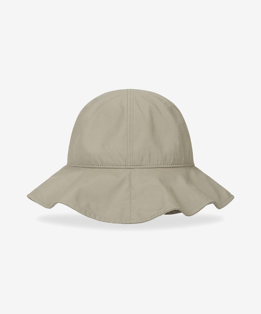 Bajal Va Curved Logo Round Frill Bucket Hat Beige