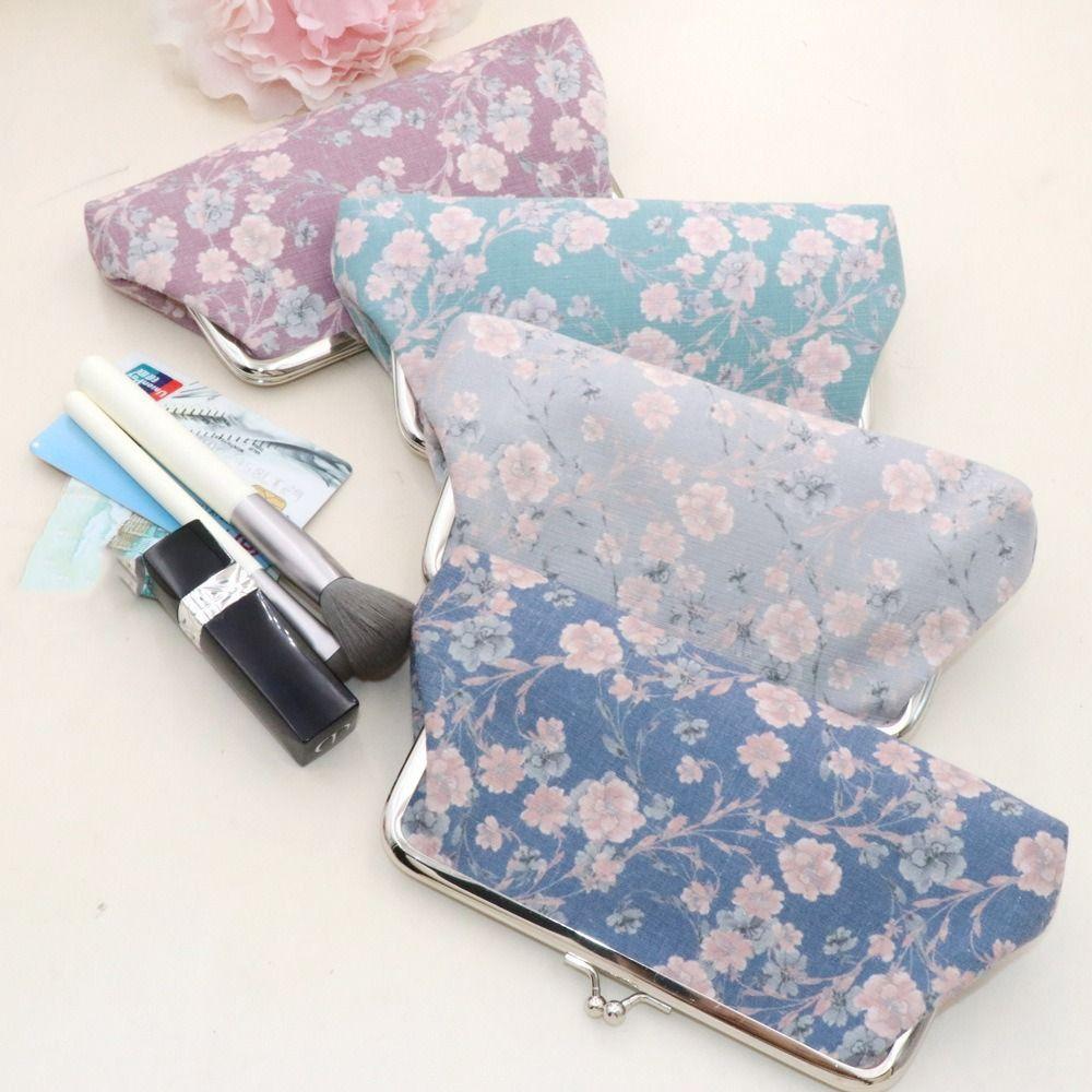 Printing Long Kiss Lock Wallet Hasp Money Clutch Bag Retro Retro Flower Coin Purse  Small Item