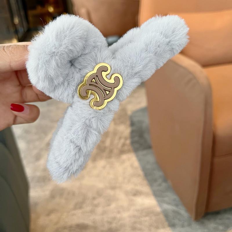 

Корейская цветная плюшевая заколка-краб в стиле Y2K: Осенне-зимняя мода Большая заколка для волос в виде акулы серый