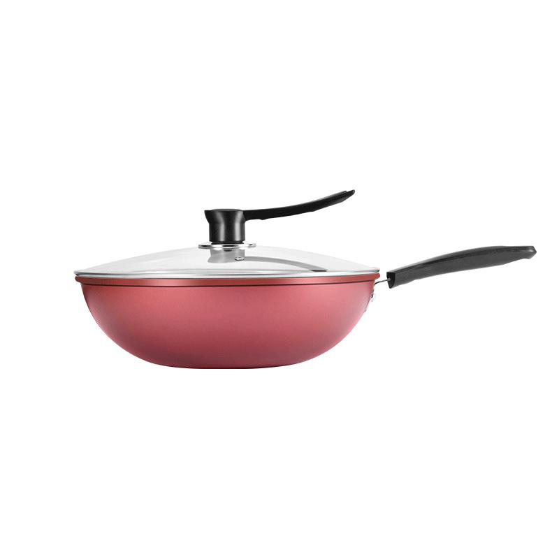 Macar's Diamond Non-Stick Flat-Bottom Wok - Fume-Free, Oilless Iron Cookware for Stovetops