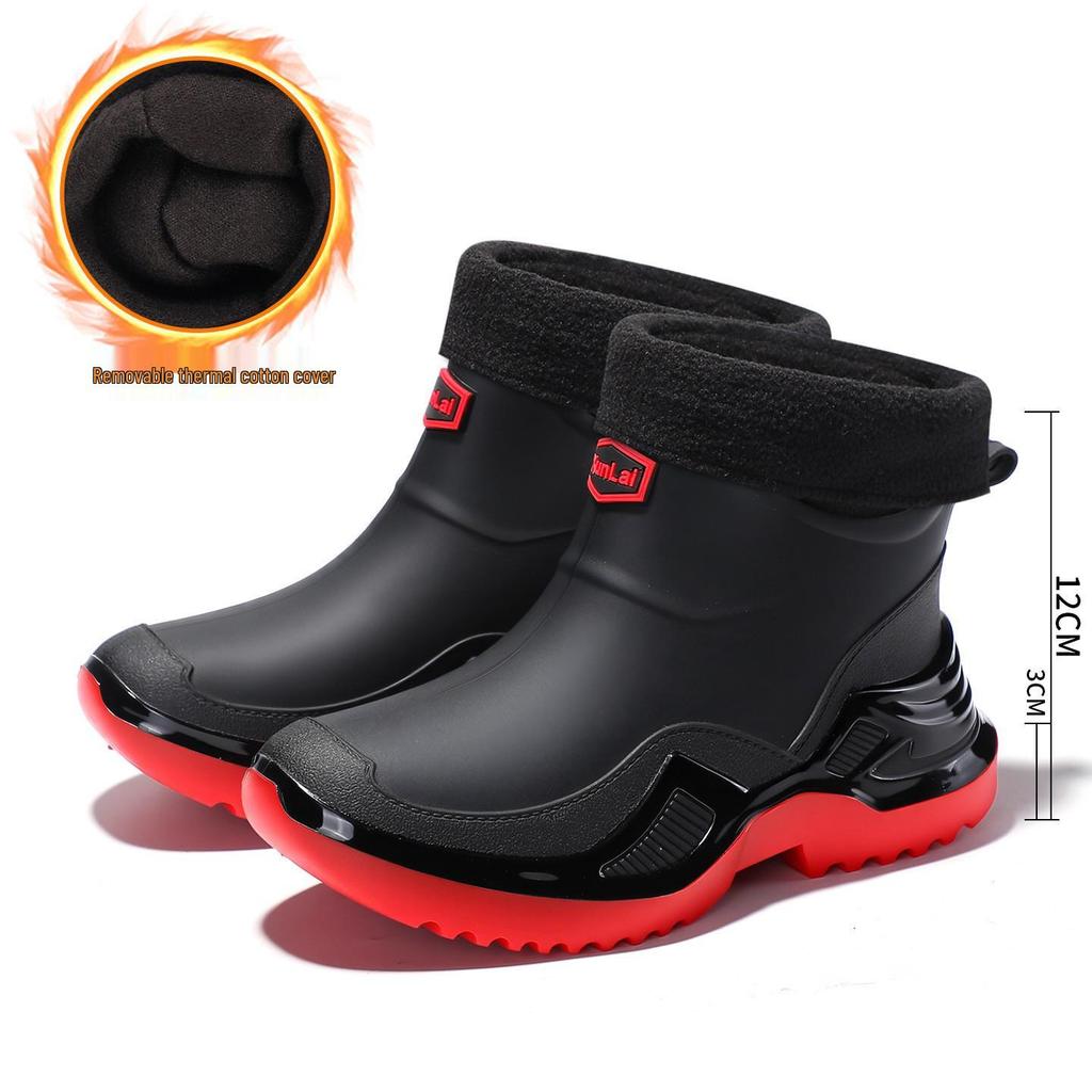 Trendy Men's Waterproof Rubber Rain Boots - Non-slip, Thickened, Sports Style  