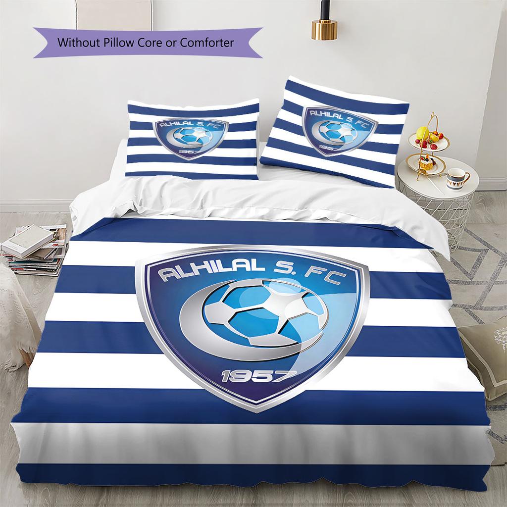 Al Hilal SFC Pattern Bedding,Quilt Set Quilt Cover Pillowcase Home Birthday Gift(1 * Duvet Cover + 2 * Pillowcase, Without Core)