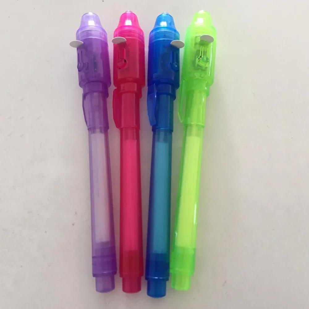 4pcs Luminous Light Pen Magic Purple UV Black Light Combo Invisible Ink Pen Educational Toys For Kids