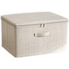 Large Capacity Foldable Storage Container for Clothes Sweaters Quilts Using Cotton Linen Blend and Reinforced PP Board Framework