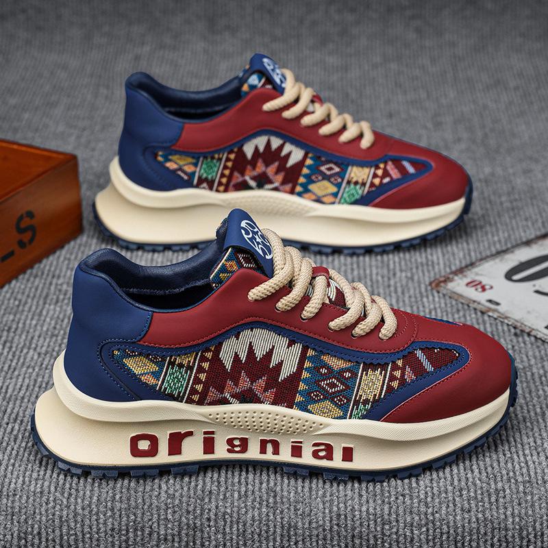 Frühling neue Mode personalisierter Trend Stickerei Druck bequeme rutschfeste verschleißfeste erhöhende Sport- und Freizeit-Trendschuhe