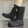 New medium tube rain shoes, women's non-slip water shoes, fashion water boots, thick-soled rain boots and velvet work rubber shoes