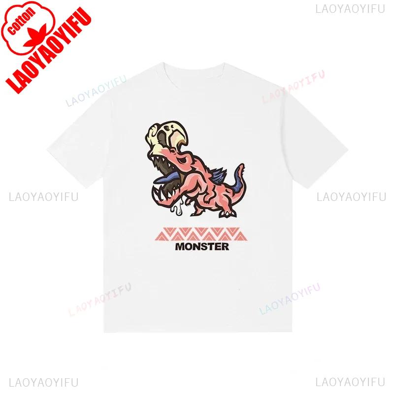 Monster Hunter Tshirt Funny Game Fans Cartoon Tops Cotton Korea Style Short Sleeve T Shirt Casual Hipster Streetwear Man Tees