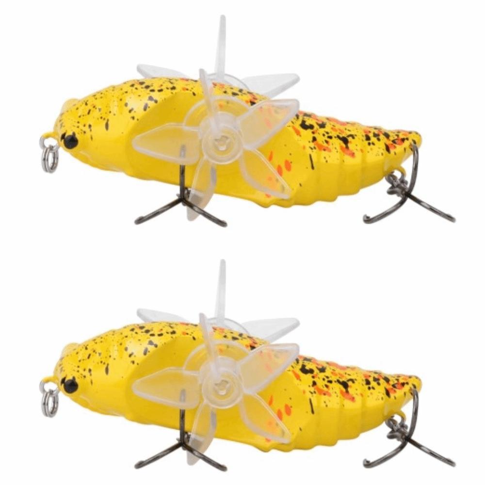 2PCS with RTreble Hook Bionic Cicada Lure with Rotating Spins 7.5cm Length Cicada Fish Catcher 15.5g Fishing Bait River Fishing