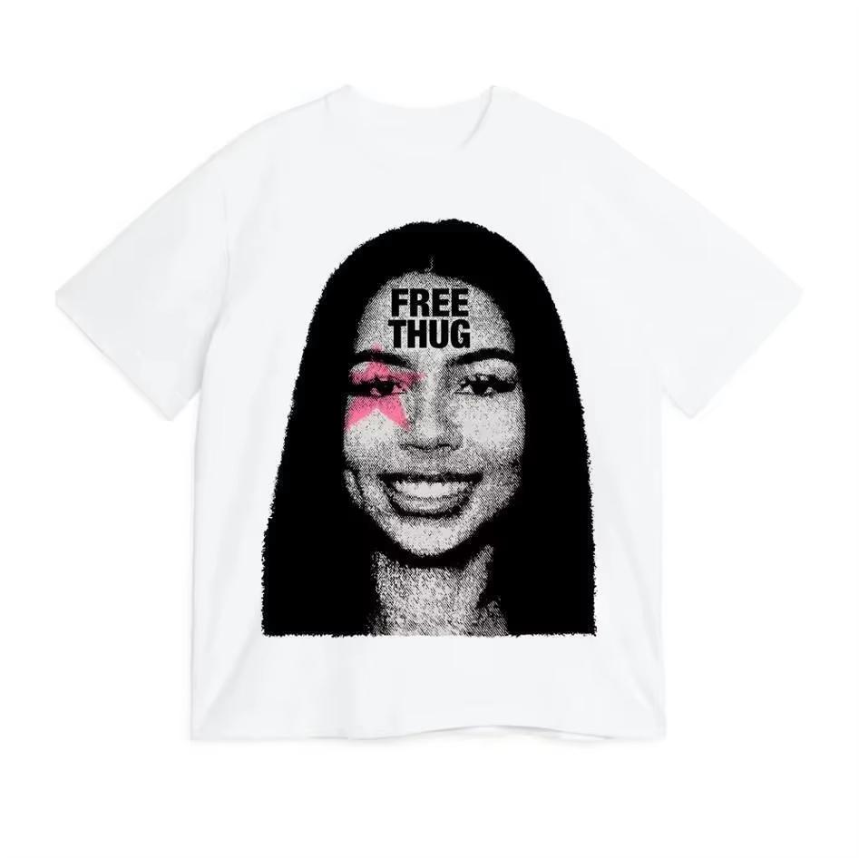 

Fashion Shirt Short Sleeve T Shirts Round Collar Clothes Women TShirt Mariah The Scientist Free Thug Rapper Star 4XL
