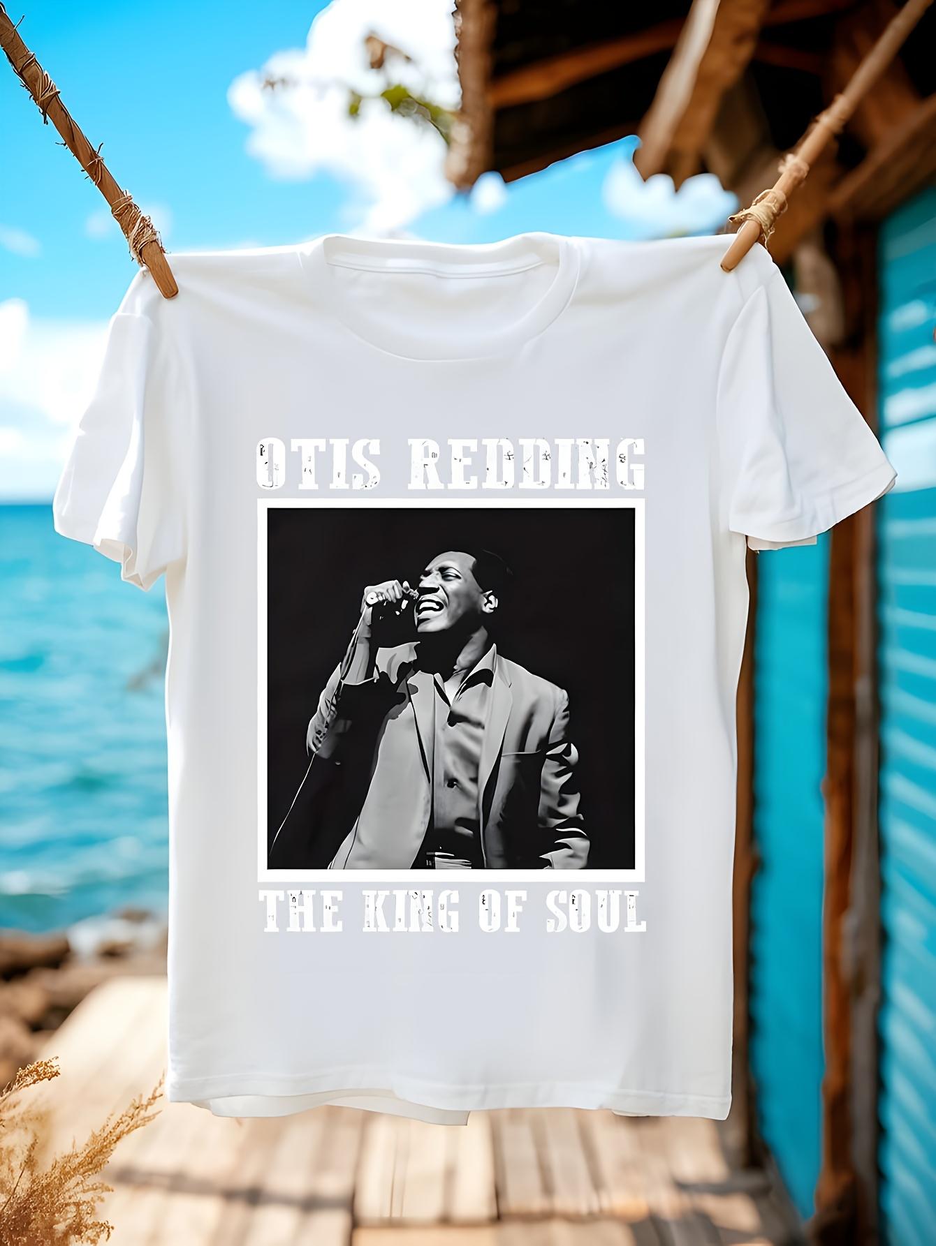 Vintage Soul Music T-shirt - Black Crew Neck Tee with Otis Redding The King of Soul Graphic - Soft Knit Fabric Casual Shirt for Concerts M