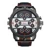 Oulm Cool Men's Watch Quartz Watch New Four Time Zone Leisure Fashion Multi Time Zone Large Dial Men's Watch