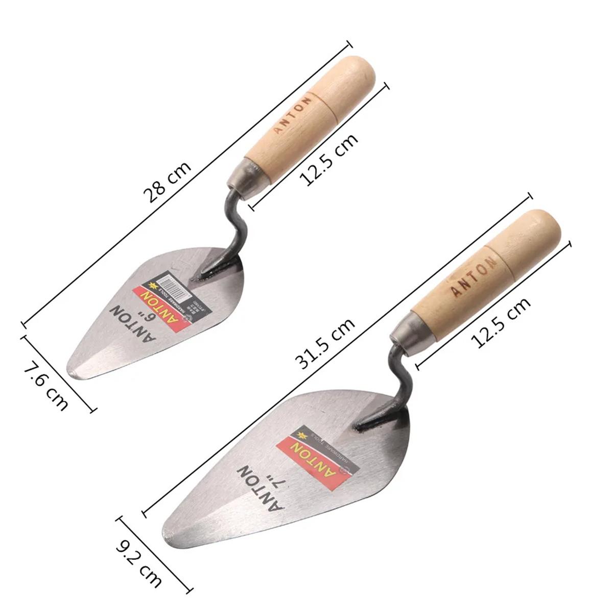 Carbon Steel Plastering Trowel 6 inch 7 inch Pointed Bricklaying Knife Round Wooden Handle Trowel Wall Brick Trowel Mason Tools 6 inch