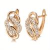 Inlaid Synthetic Zircon Golden Clasp Design Earrings for Women Exquisite Hoop Earrings Jewelry Accessories Wedding Gifts