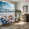 2D Flat, 1Pc Coastal Beach Shower Curtain With Seashells, Starfish & Ocean Waves - Bath Curtain Suitable For Bathtub/Shower, M