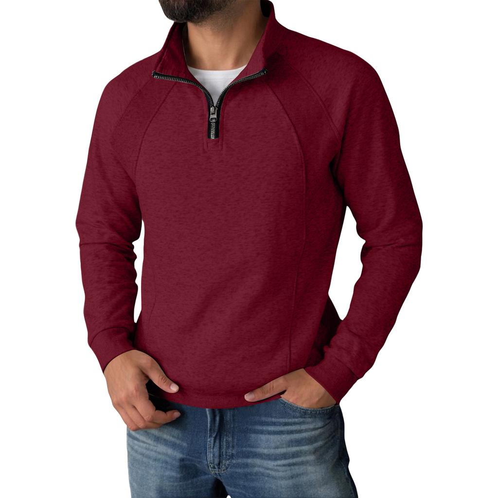 Men's Half Sleeve Stand Collar Long Sleeve Sweatshirt Casual Tailoring Craft Top