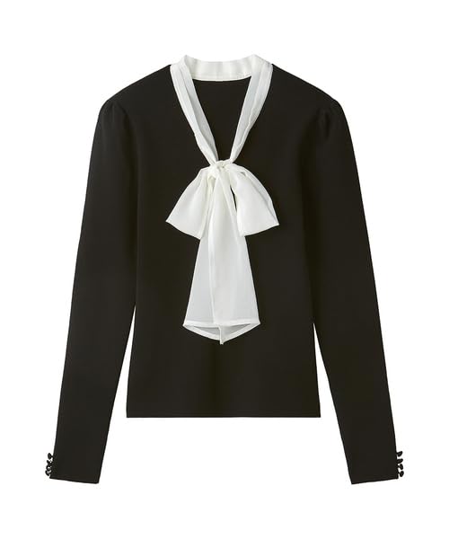 

Selford Пуловер вязаный с лентой-бабочкой CWNT245026 Черный Женский чёрный